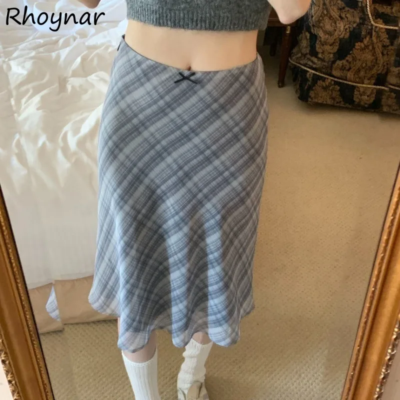 Клетчатая юбка-русалка женская весенняя студенческая ретро-юбка с высокой