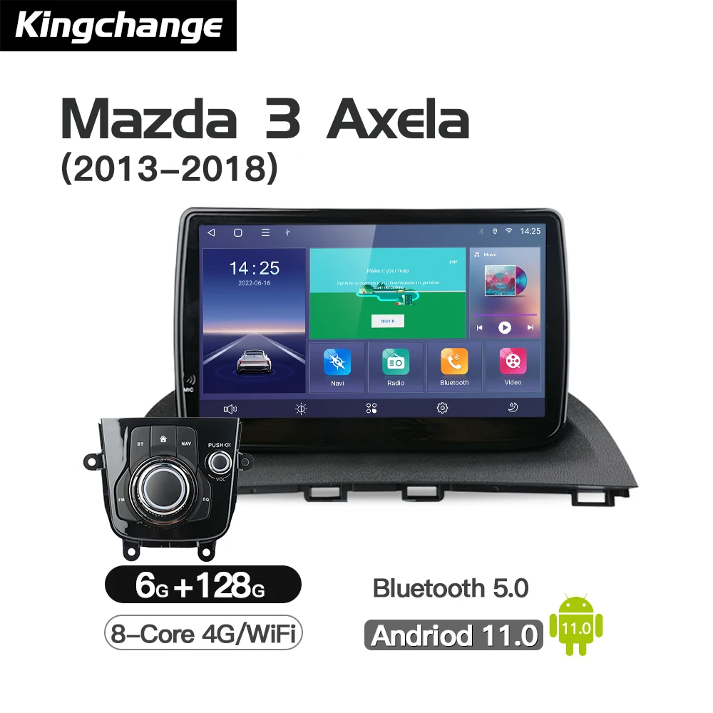 

Kingchange 9 ''Android 11 Автомобильный мультимедийный видеоплеер для Mazda 3 Axela 2013-2018 Радио стерео BT GPS Carplay автомобильная навигация