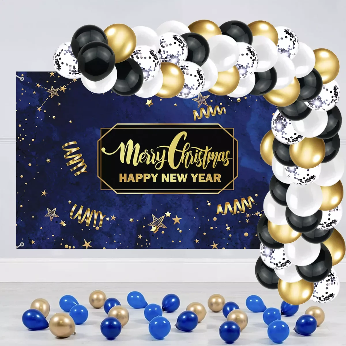 

Blue Gold Agate Metallic Balloons Arch Kit Wedding Birthday Party Latex Gender Reveal Confetti Garland Decor Balaos