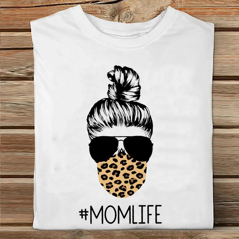 

Women Short Sleeve 90s Spring Summer Leopard Mama Mom Mother Fashion Pretty Print Tshirt Nice Tee Top Ladies Graphic T-shirt