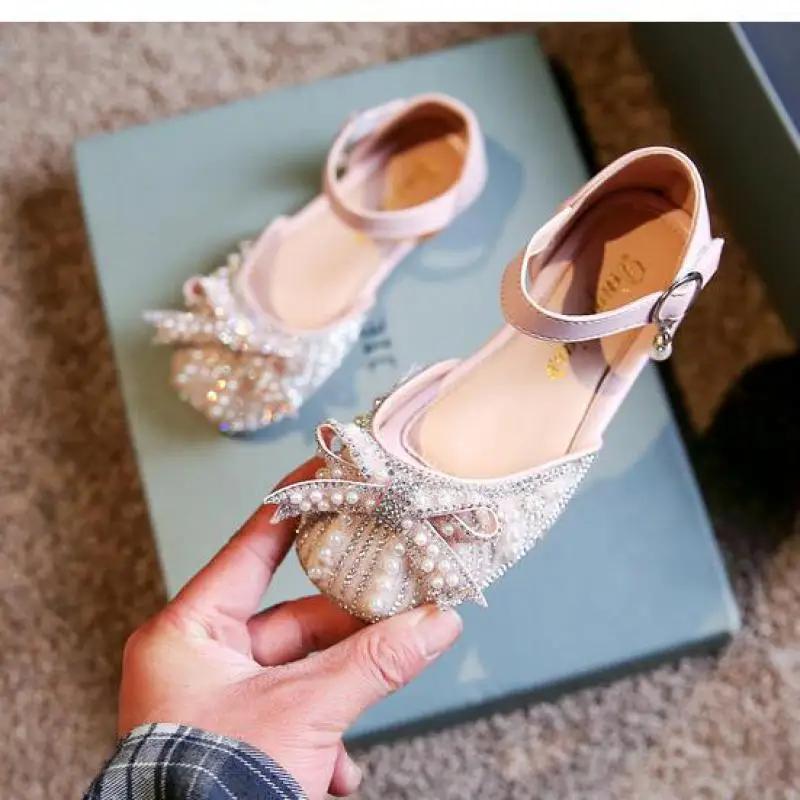 

Kids Princess Girls Sandals Glitter Shiny Rhinestone Butterfly Party Princess Shoes Student New Summer Children Sandals G934
