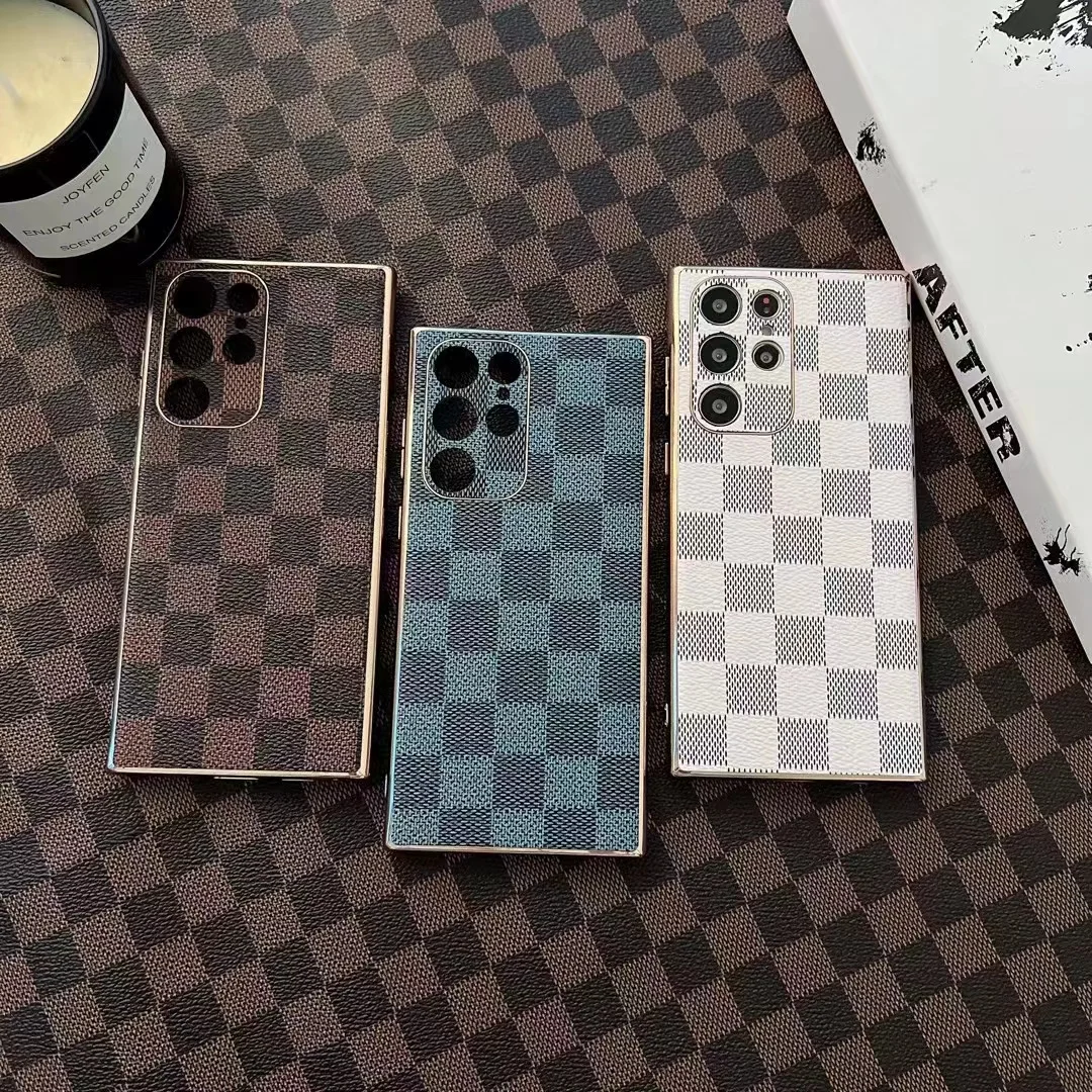 

For Samsung Galaxy S22 shell S22ultra luxury leather back shell protective sleeve S22plus electroplating all-inclusive anti-fall