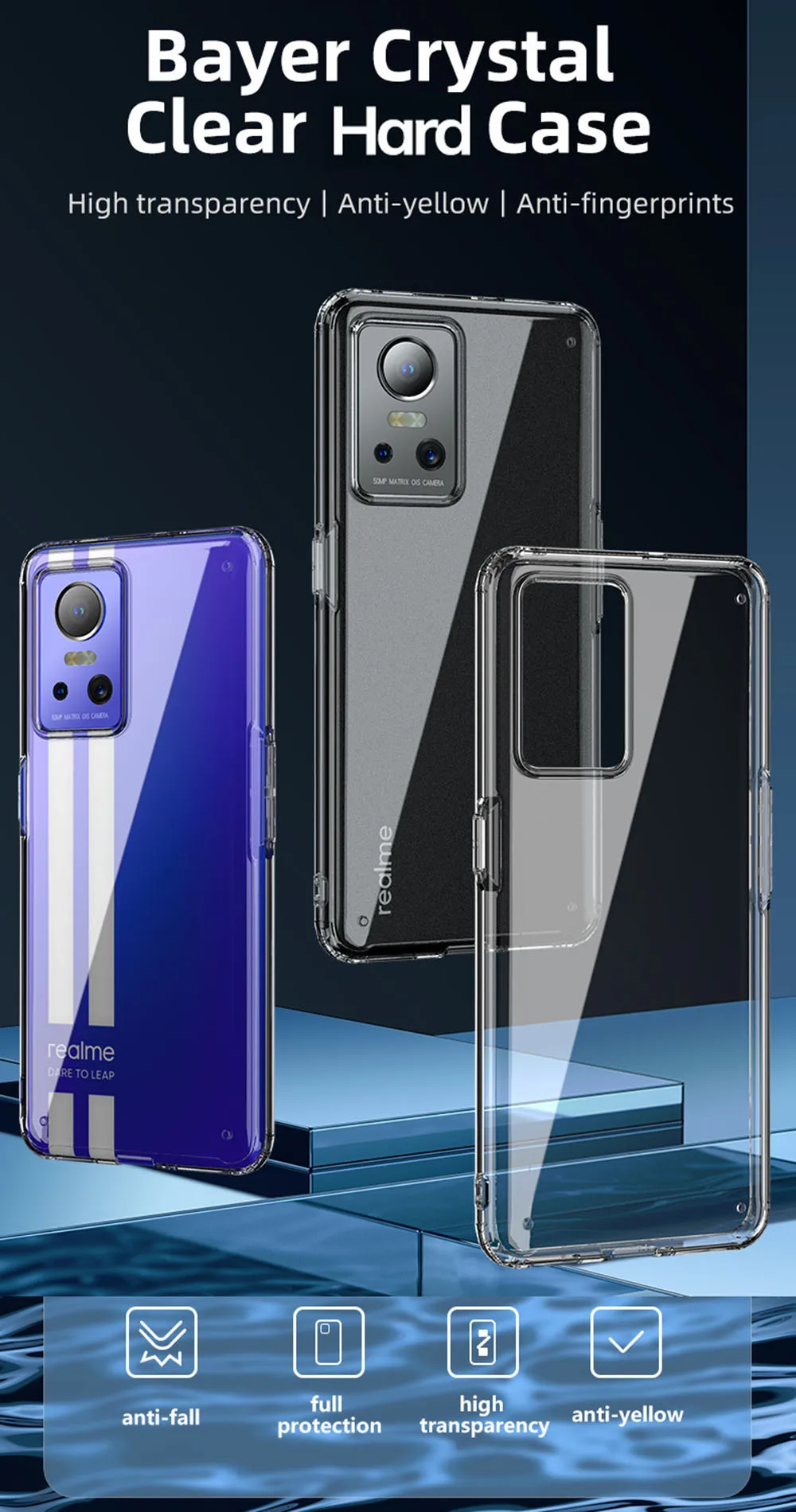 Ceny UFLAXE Odporny Na Wstrząsy Etui Do Realme GT Neo 3 WLONS Niemcy Bayer 4K HD Krystalicznie Czyste Tylna Pokrywa Anti-żółta Obudowa