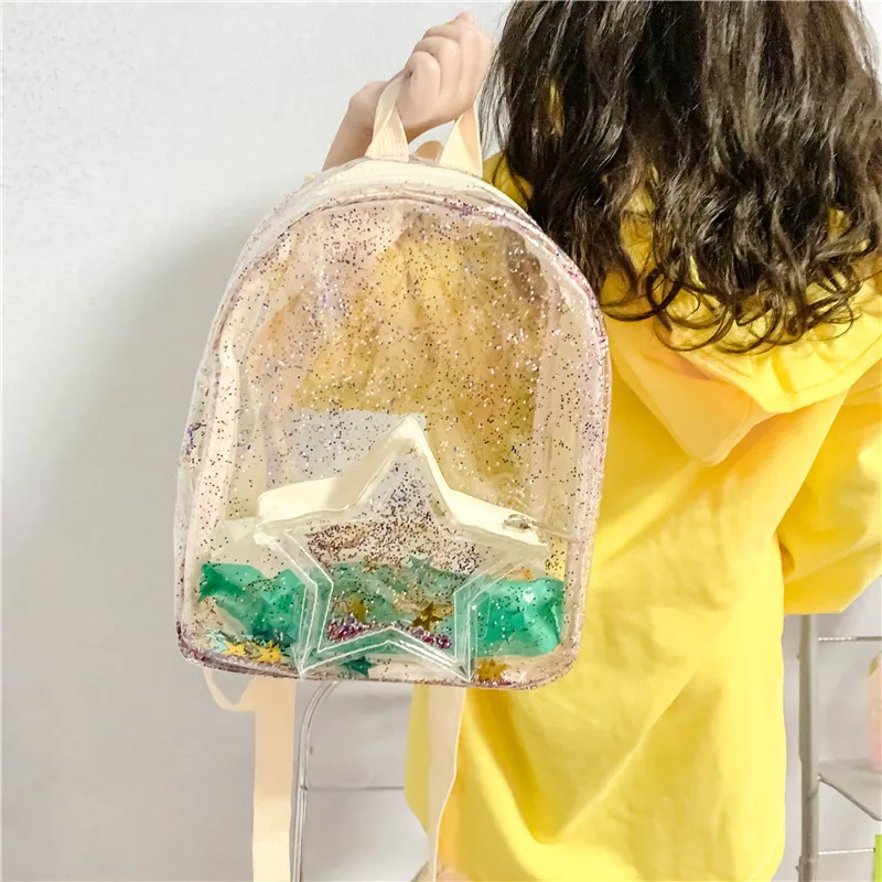 

KAFVNIE Ins fashion children's backpack new trend Transparent PVC Kindergarten School Bag trendy girls backpack Wholesale