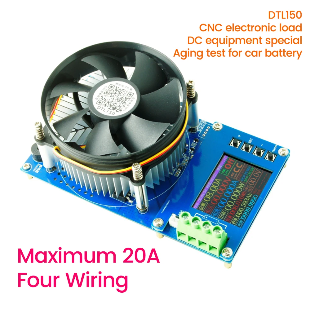 

DTL150 DC 150W Screen CNC Electronic Load Board US To EU Plug 2.4 inch Constant Current Constant Voltage Load with radiator fan