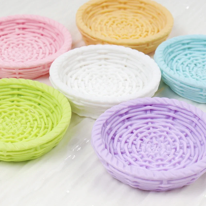 Фото 6 шт. DIY аксессуары из смолы, детские подарки, кукольный домик ручной работы, имитация корзины с фруктами, обеденная тарелка, корзина для овощей №3