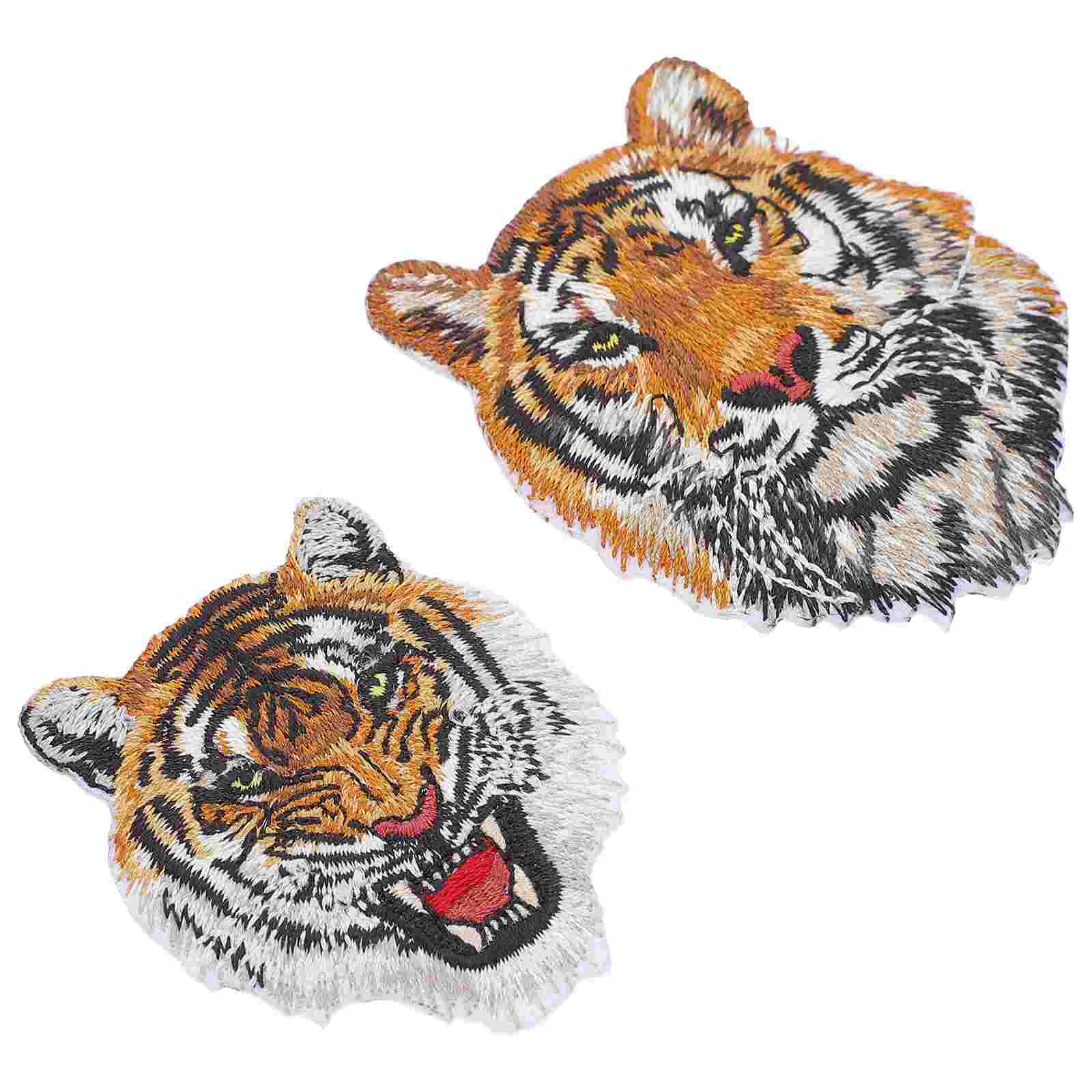 

2 Pcs Banner Garment Embroidery Patch Animal Costume Clothing Applique Patches Rayon Tiger Fabric Patch Animal Decor