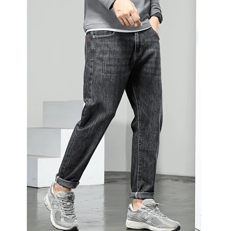 Men Clothing 2022 New Pattern Recreational Vintage Elastic Black Jeans Straight Cylinder Large Loose Cargo Pants Autumn Female