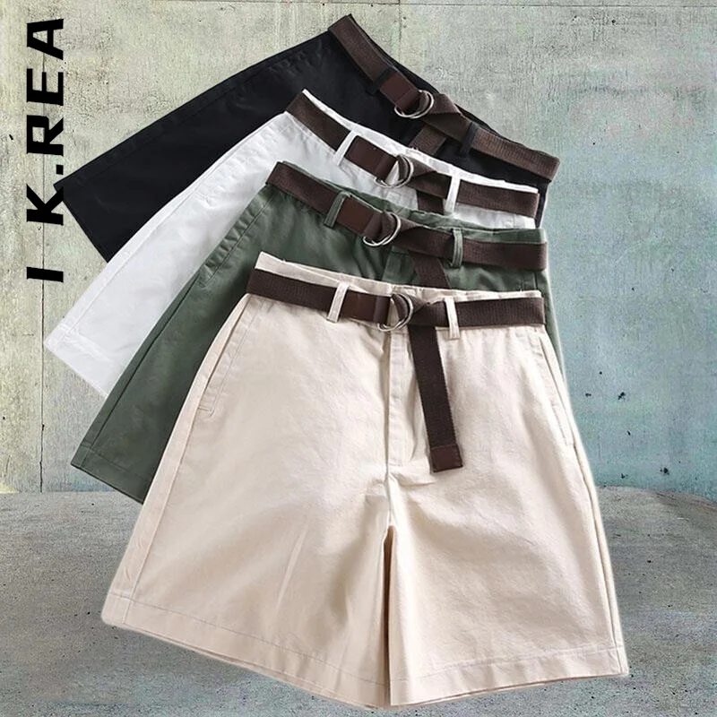 

I K.Rea Shorts Pants Summer Women Casual Shorts All-match 4 Solid Color Slim Sweatpants Chic Soft Streetwear Female