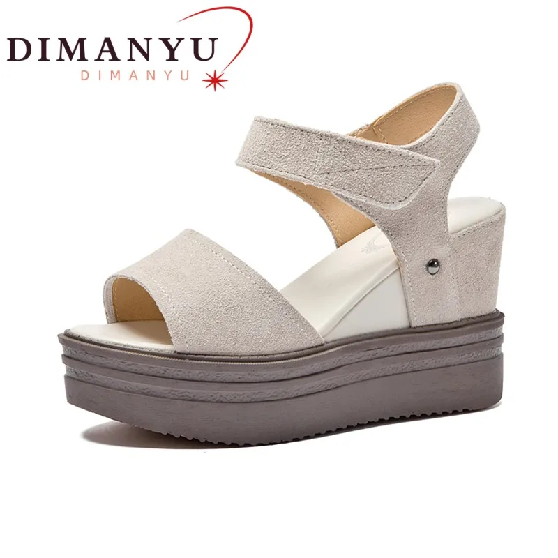 

AIYUQI Women Summer Sandals 2023 New Suede Genuine Leather Wedge Roman Sandals Women Large size High Heeled Women Sandals