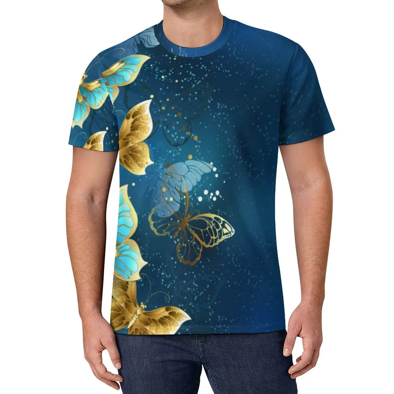

Retro Steampunk T-Shirt Golden Butterflies Trending T-Shirts Short Sleeves Graphic Tshirt Streetwear Big Size Top Tees