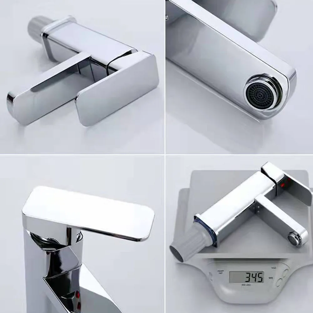 

Bathroom Basin Sink Faucets Monobloc Basin Tap Mixer Square Kitchen Bath Modern Single Filler Sink Tap Waterfall Faucet