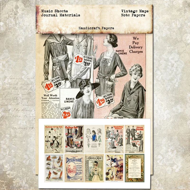 

FSCraft 10sheets A5 Vintage Lady background paper Scrapbooking Planner/Card Making/Journaling Project Essentials