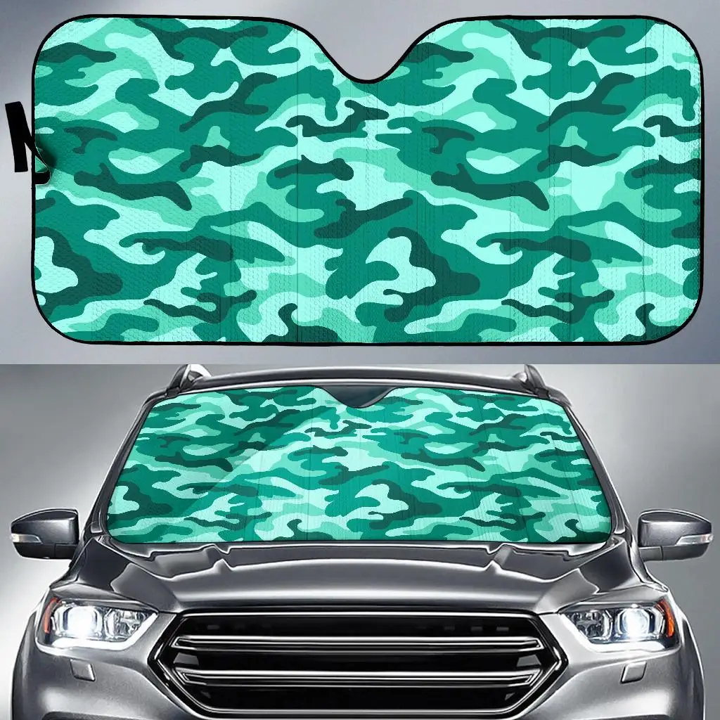 

Teal Camouflage Print Car Sun Shade