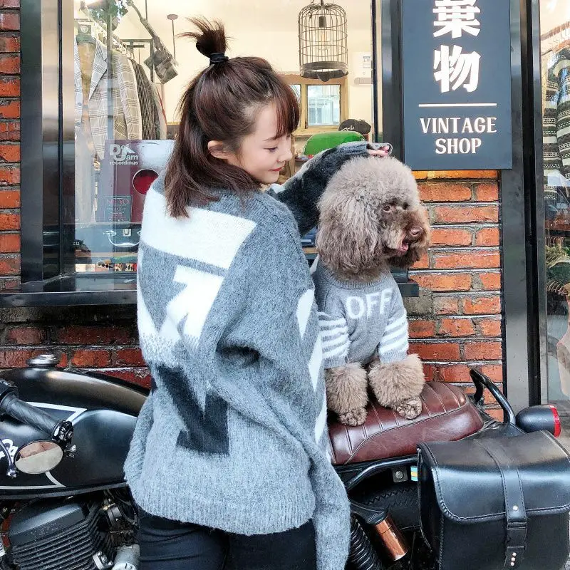 The New Pet Clothes  Cat Sweater  Dog Sweater Korean Version Spring and Autumn Parent-child Wear Six Sizes