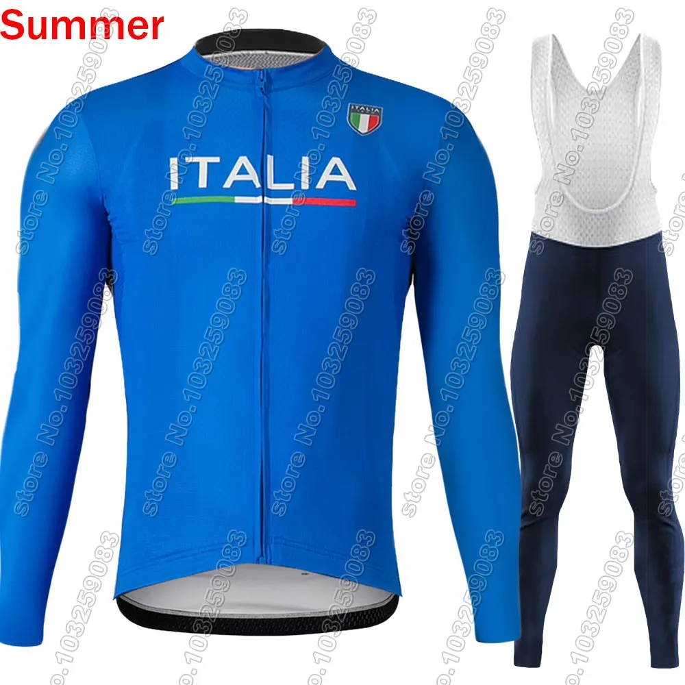 Комплект одежды для велоспорта с длинным рукавом и шортами голубая итальянская