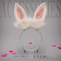 rabbit ear headband hand made plush animal ear headdress lolita hair accessories festival cosplay rabbit ear headband