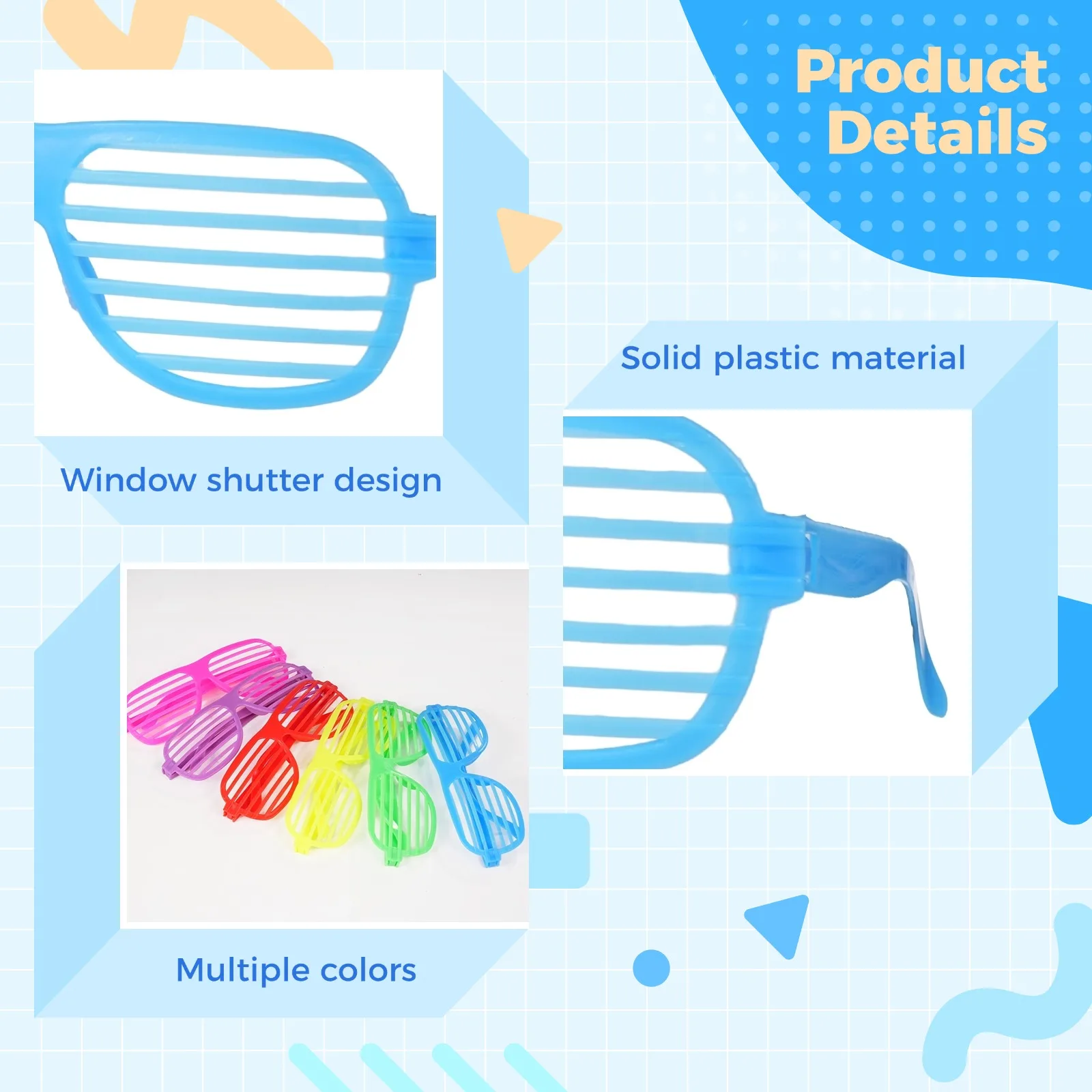 100 шт. солнцезащитные очки в винтажном стиле с прорезями неонового цвета для