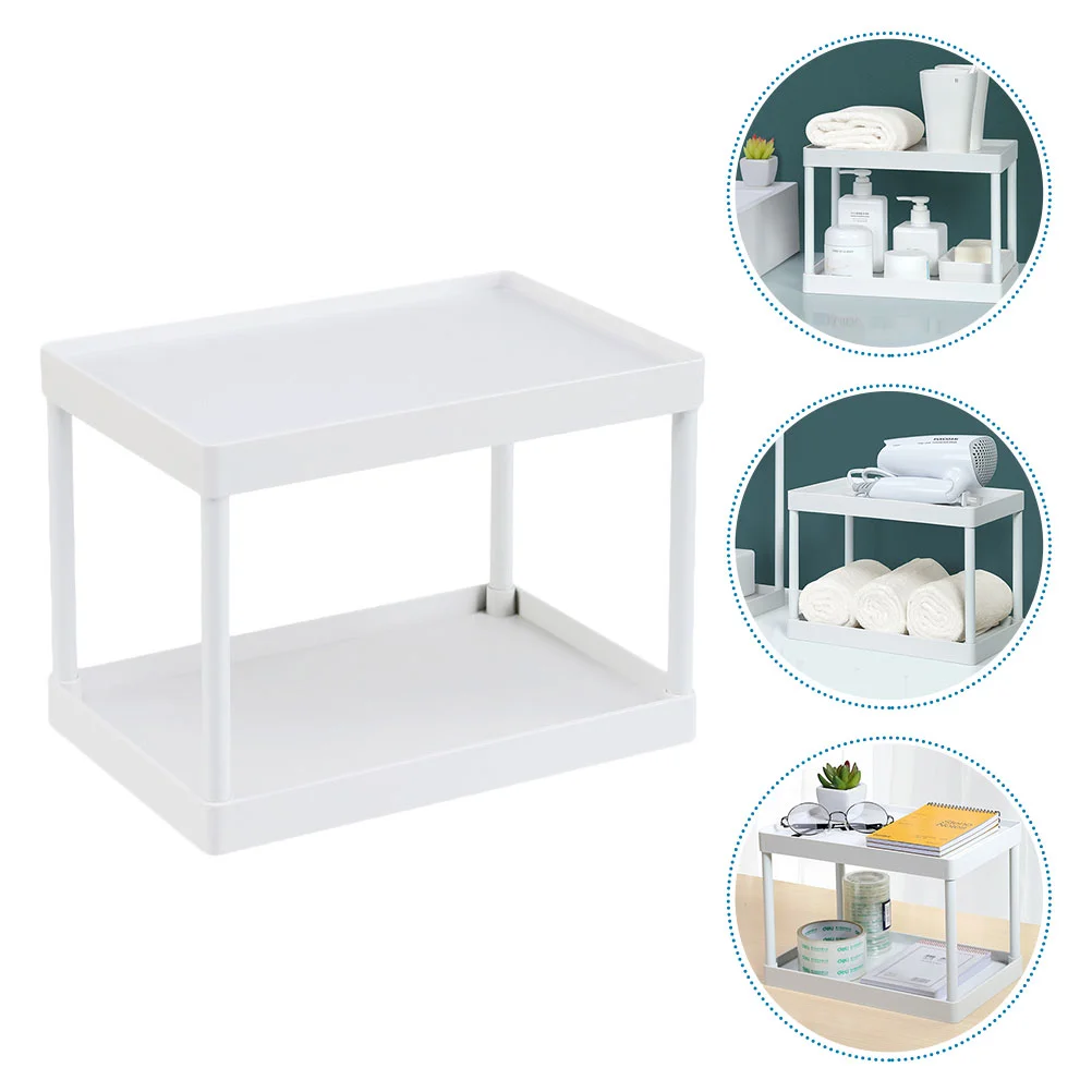 

Storage Rack Double Layer Shelf Bathroom Home Sundries Organizer Plastic Toiletry Stand