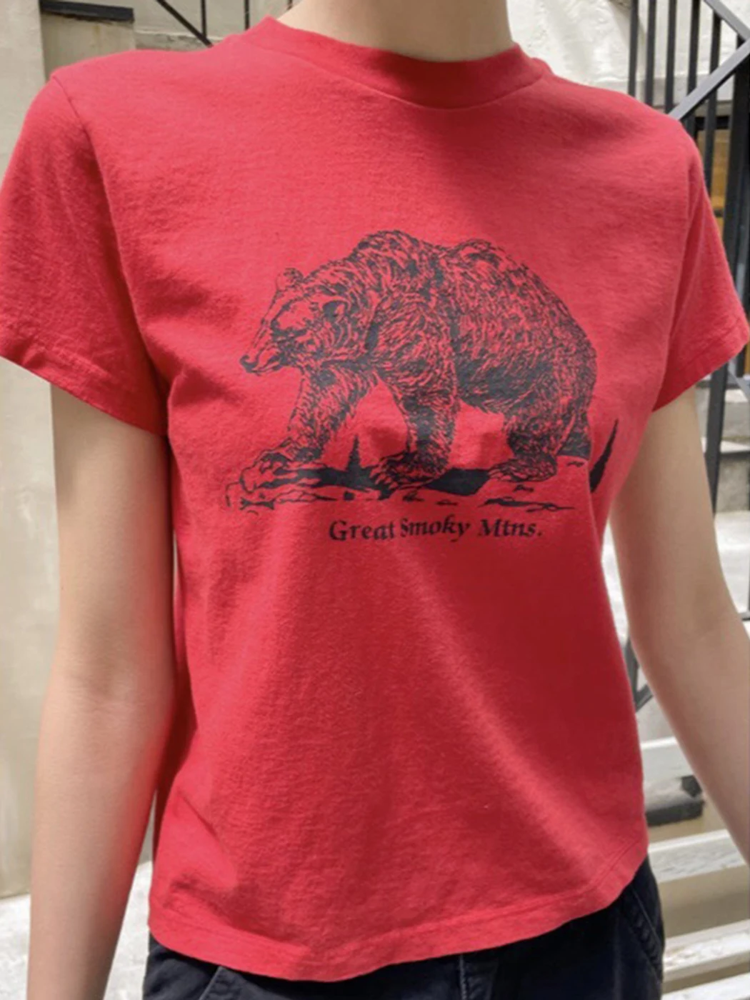 

Polar Bear Print Cotton Tees Women Summer 2023 Round Neck Streetwear Short Sleeve T-shirts Casual Harajuku Vintage Cute Tops