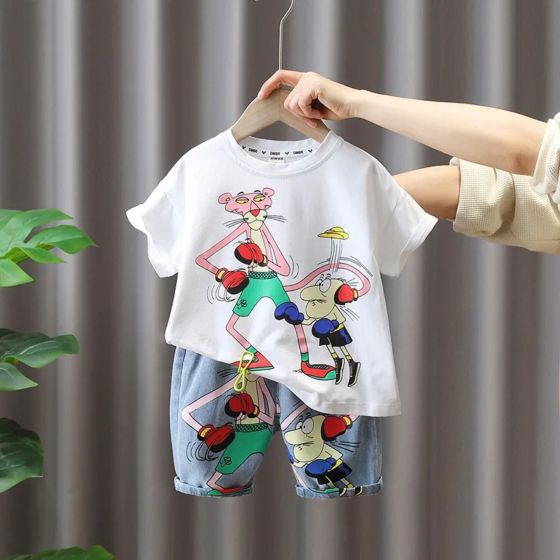 

Summer Fashion Children Tracksuit 2-11Years New Brand Kids Cartoon T-Shirt + Pants 2 Pcs Boys Clothing Sets Girls Sportswear