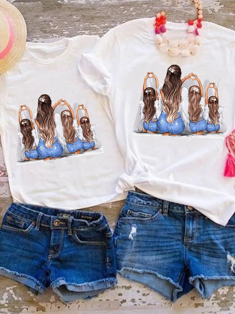 

Lovely Time Trend 90s Family Matching Outfits Tee Graphic T-shirt Women Girls Boys Kid Child Summer Mom Mama Clothes Clothing
