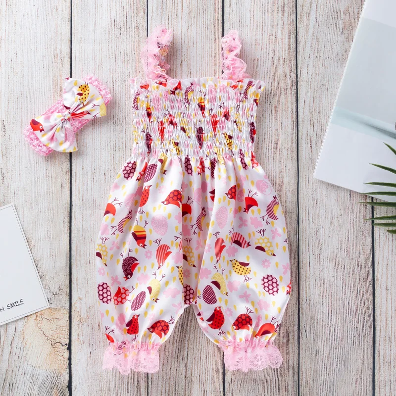

Newborn Rompers Infant Cute Baby Clothes Summer Clothes New Baby Printed Bloomers Suspenders Jumpsuit