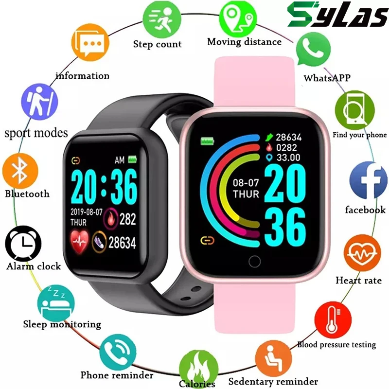

Y68 Smart Watch Heart Rate Blood Pressure Blood Oxygen Monitoring Multi-Function Reminder Sleep Monitoring Sport Smartwatch