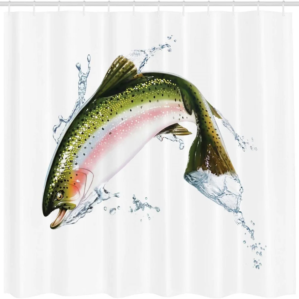 Занавеска для душа в виде рыбы аэрограф из мультяшной ткани украшения ванной