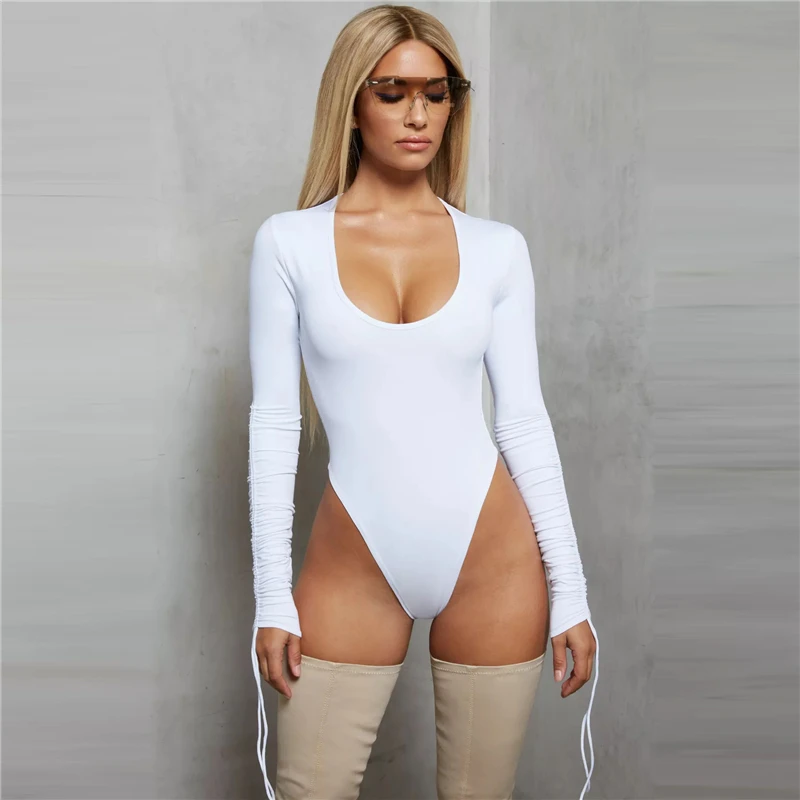 Side With Me 2022 Summer Long Sleeve Bodycon Sexy Women Bodysuits Basic Party Casual Fashion Skinny Women's bodice Overalls images - 6
