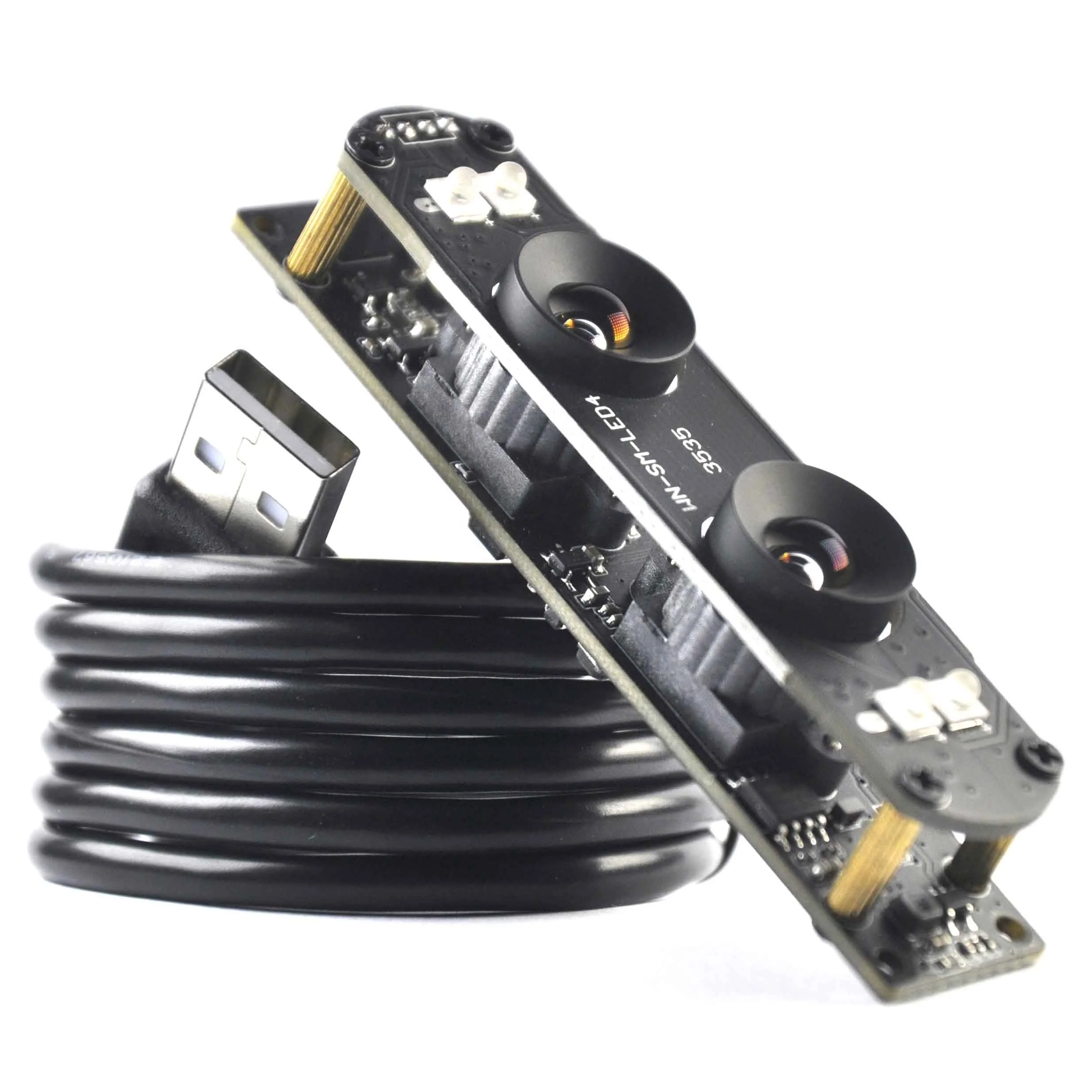 2MP 1080P CMOS AR0230 HDR MF/FF 100° Dual Lens USB Camera Module With Digital Microphone for Windows Linux Android