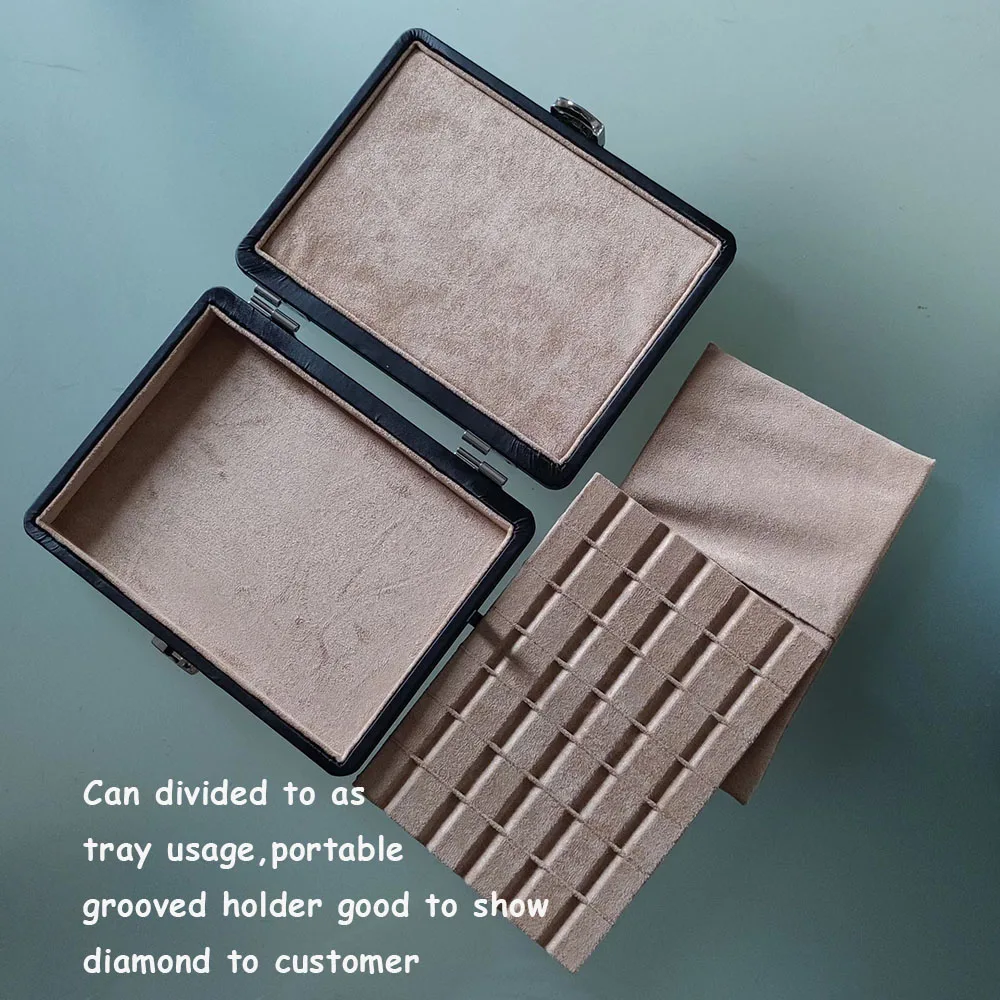 Quality 35Slots Diamond Storage Box PU Gemstone Organizer Exhibition Case Gems Packaging Carring Box Stone Showcase Blue Velvet