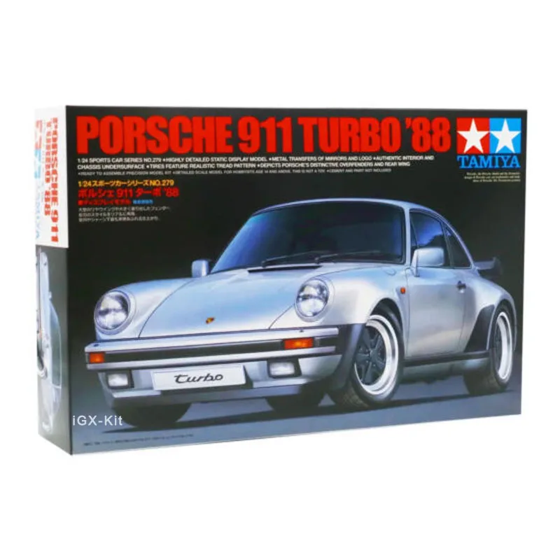 

Tamiya 24279 1/24 Scale Porsche 911 Turbo 1988 Sport Car Display Collectible Handcraft Toy Plastic Assembly Building Model Kit