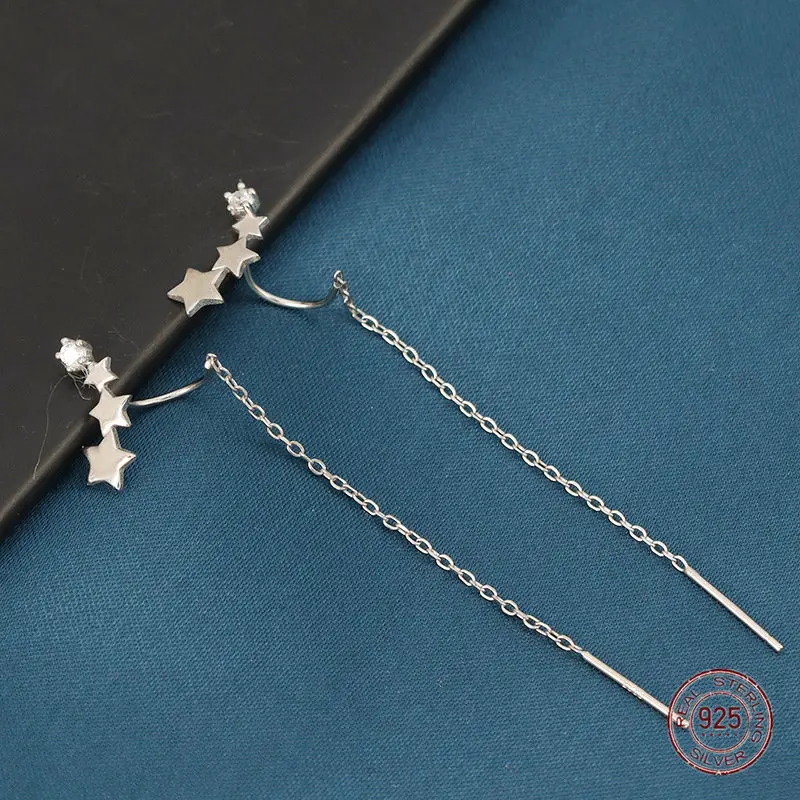 

Серьги-подвески женские из серебра 925 пробы со звездой