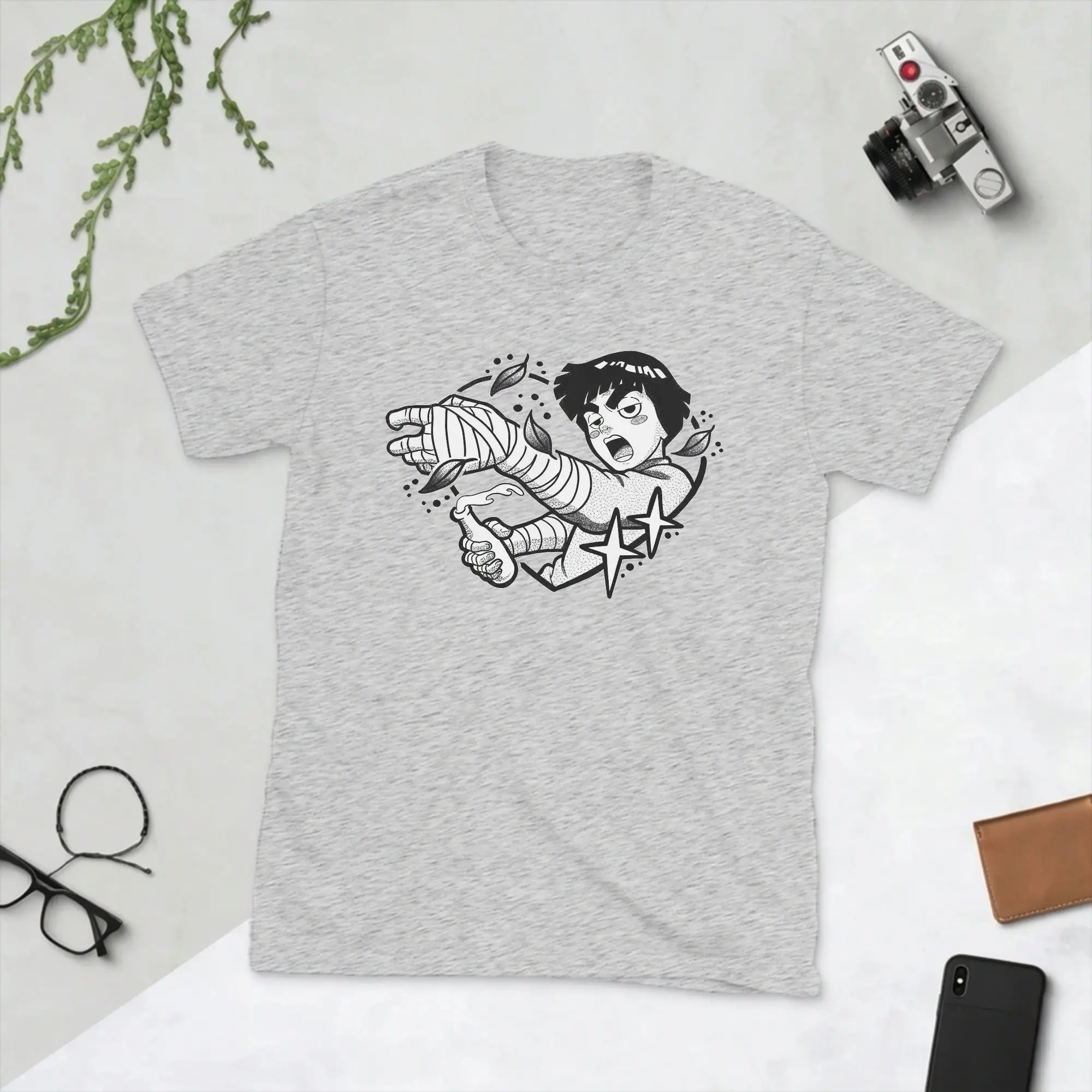 Фото Мужская футболка Rock Lee Naruto, крутые хлопковые футболки с короткими рукавами, футболка с изображением манги и аниме, одежда с круглым вырезом, с принтом №1