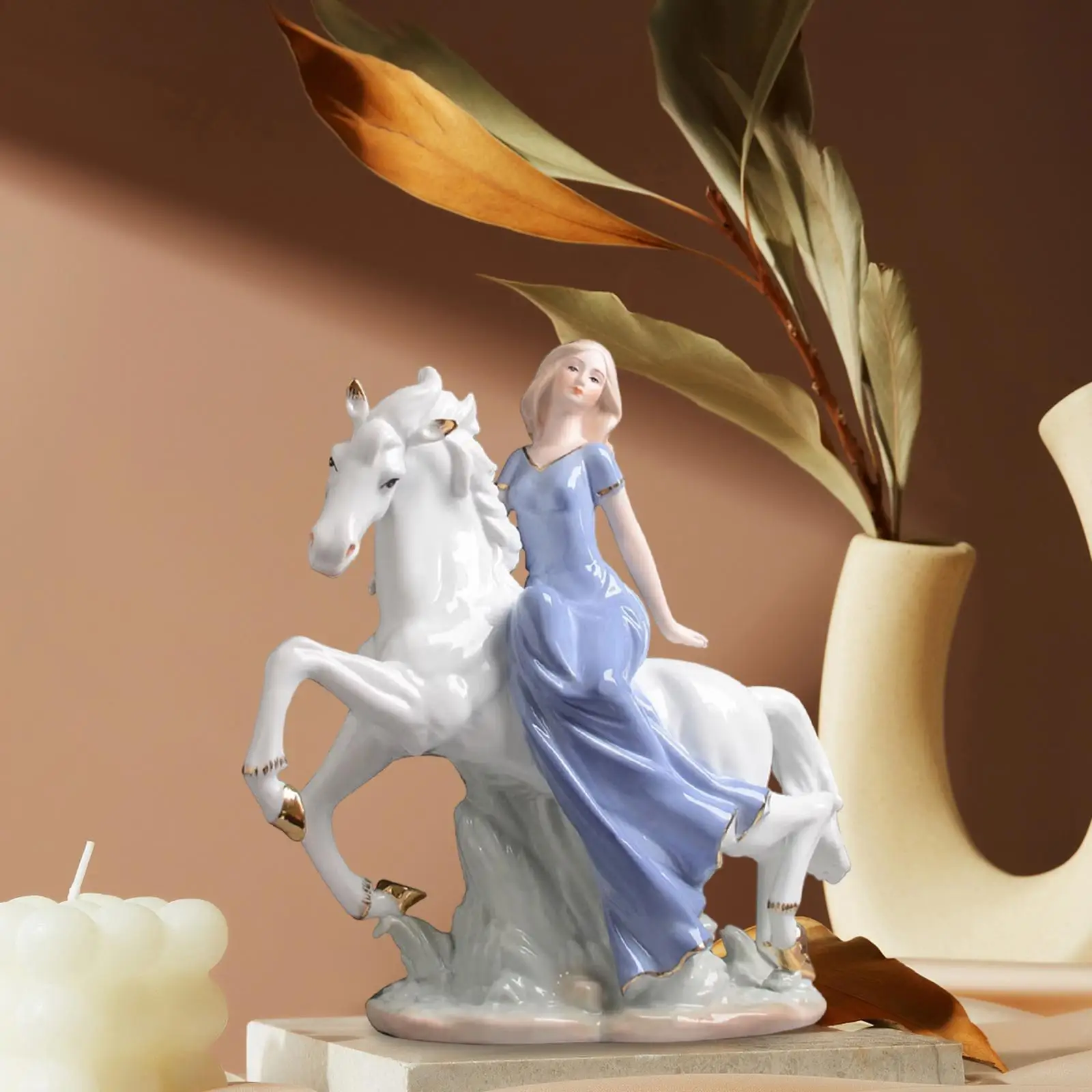 

Керамическая статуэтка девушка на лошади MagiDeal