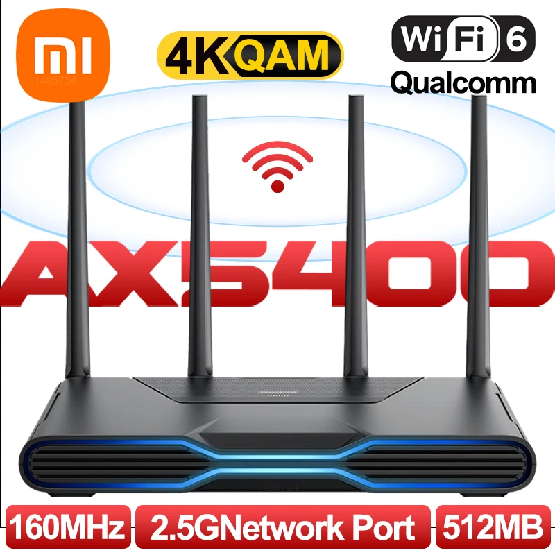 Игровой Wi-Fi-роутер Xiaomi Redmi AX5400 сетчатый Wi-Fi 6 2 5 Гбит/с RGB-подсветка игровые эффекты