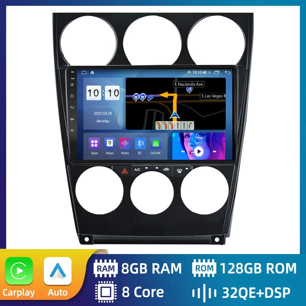 

Android 13 для Mazda 6 2004 -2015 2din автомобильный радиоприемник, мультимедийный плеер с навигацией, GPS, Wi-Fi, DSP, беспроводной, для Carplay, авто, 4G, BT, видео, DVD