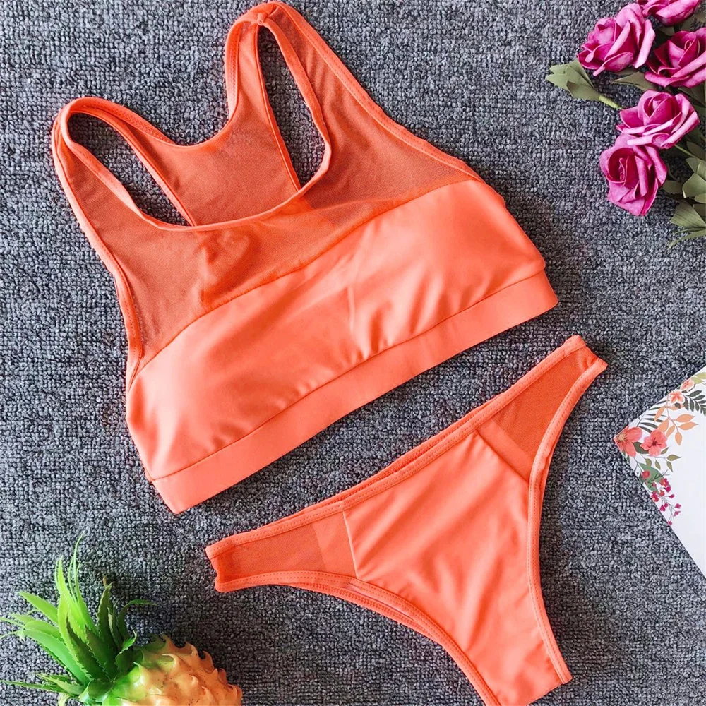 Сетчатый купальник-танкини бикини купальник женский бразильский купальный