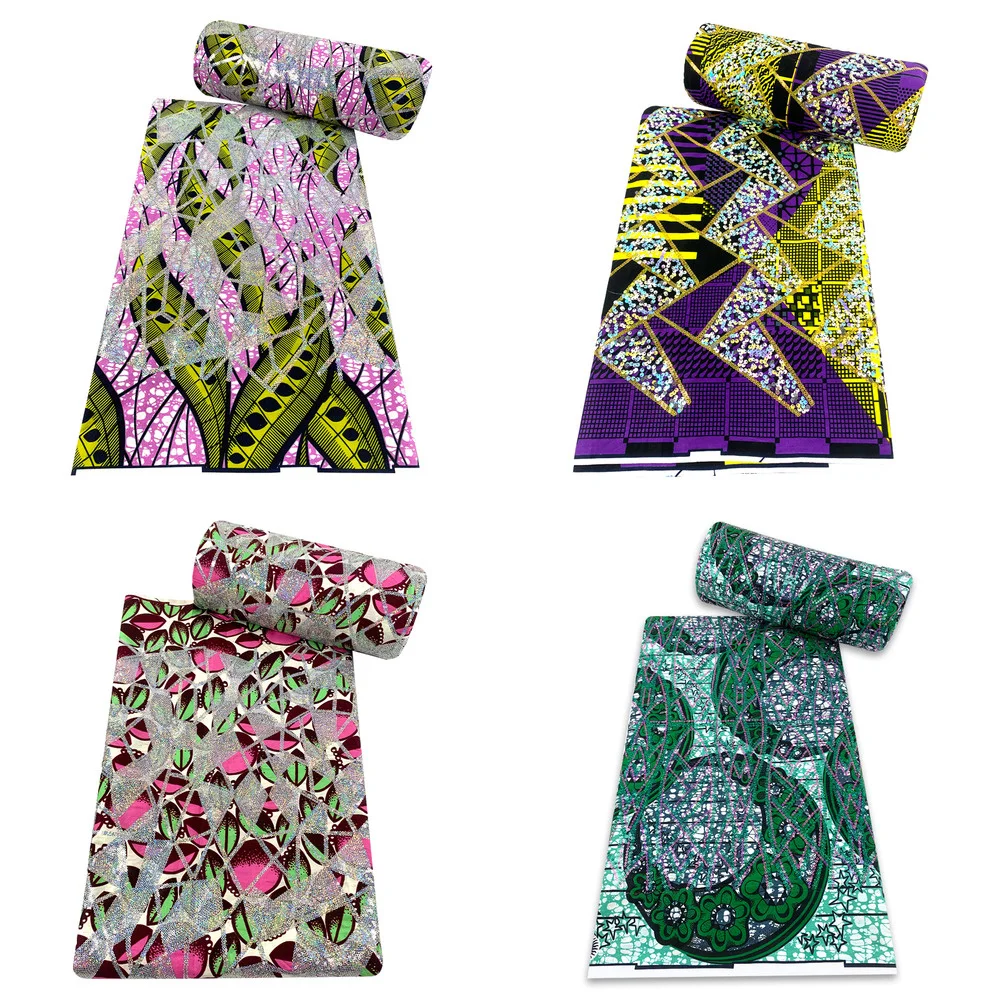 Оптовая цена лучшее качество африканские восковые ткани с полными блестками