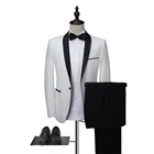 Новинка 2022, новейший дизайн, белый, бордовый мужской костюм из 2 предметов, Свадебный костюм для жениха для мужчин (пиджак + брюки), костюм для свадьбы для мужчин