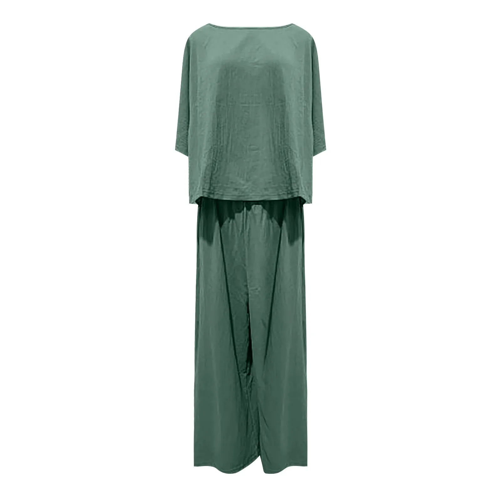 Костюм женский из хлопка и льна модный Удобный однотонный Повседневный