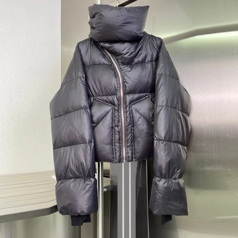 High street Winter Fluffy Women's Down jacket -30℃ Snow wear Stand collar Zipper Short Coat Oversized Outwear YNZZU 1O383