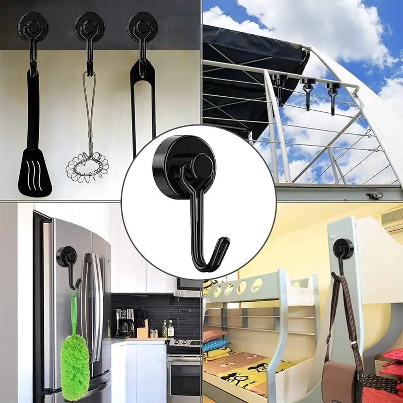 Magnetic Hooks Heavy Duty Magnets Hook 30LB Strong Neodymium Magnet with Swivel for Home Kitchen Refrigerator Wreath Keys