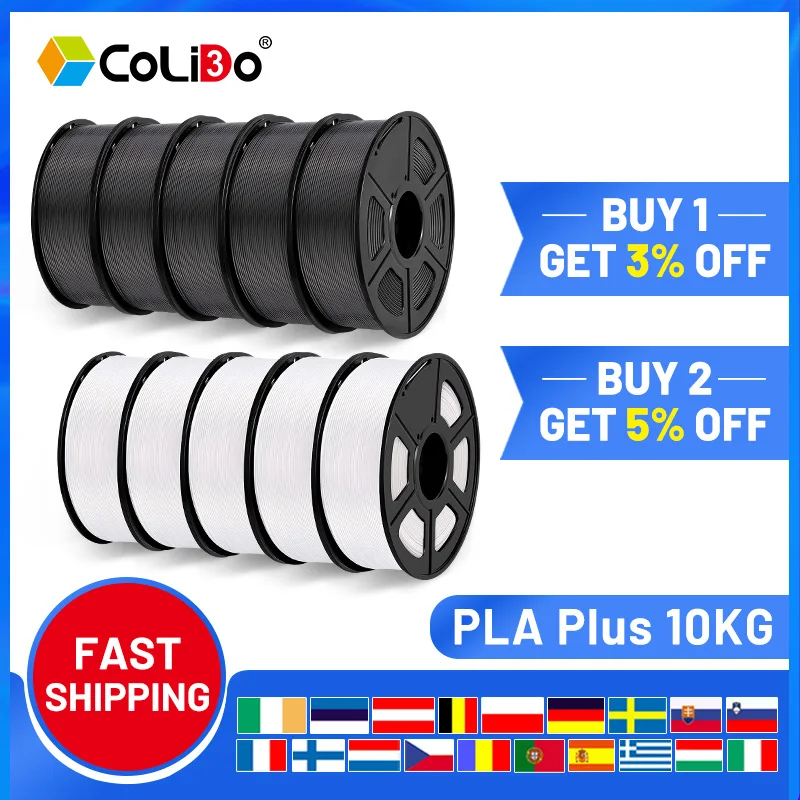 

CoLiDo 10KG PLA Plus 1.75mm 3D Filament FDM 3D Printer Material High Toughness 3D Printing Filaments 1KG/ROLL