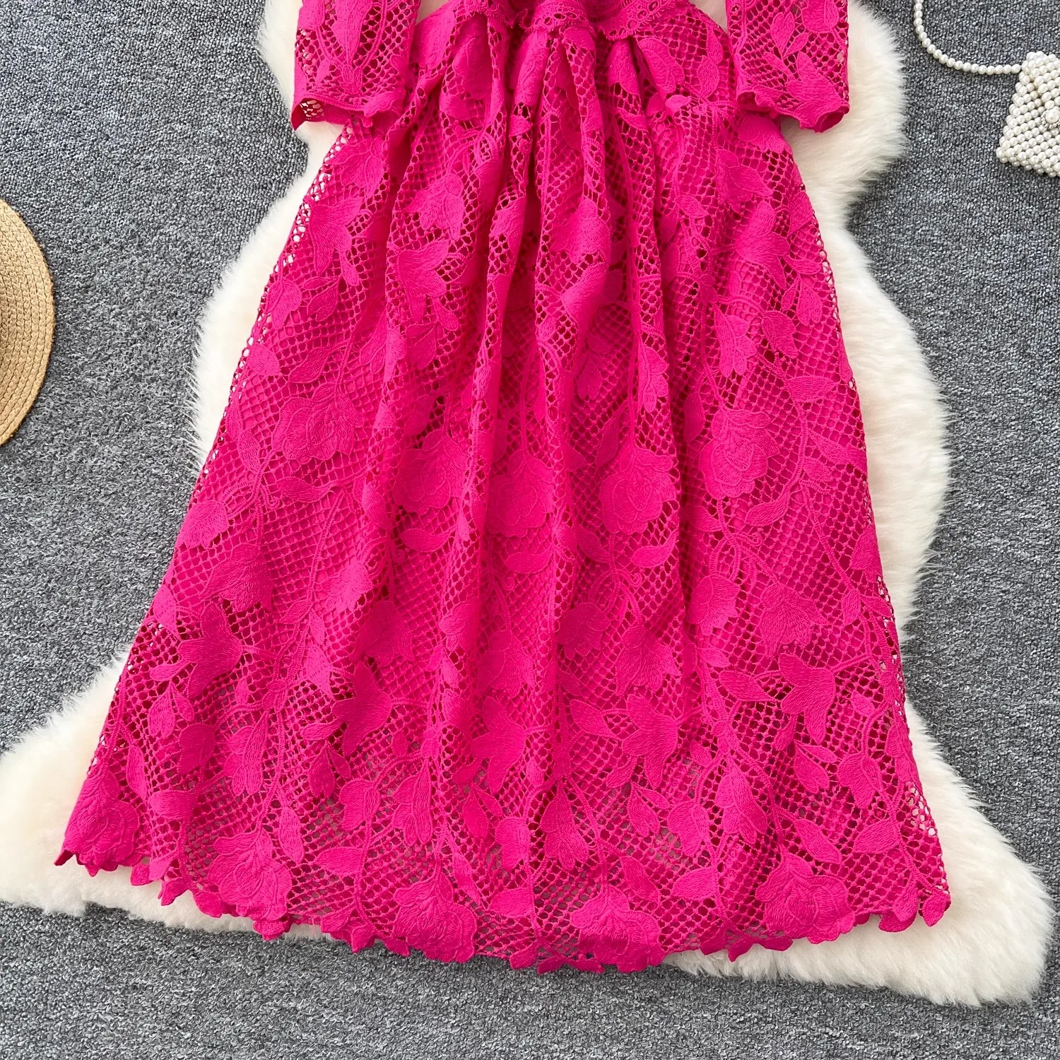 Белое кружевное платье для женщин элегантные платья с круглым вырезом