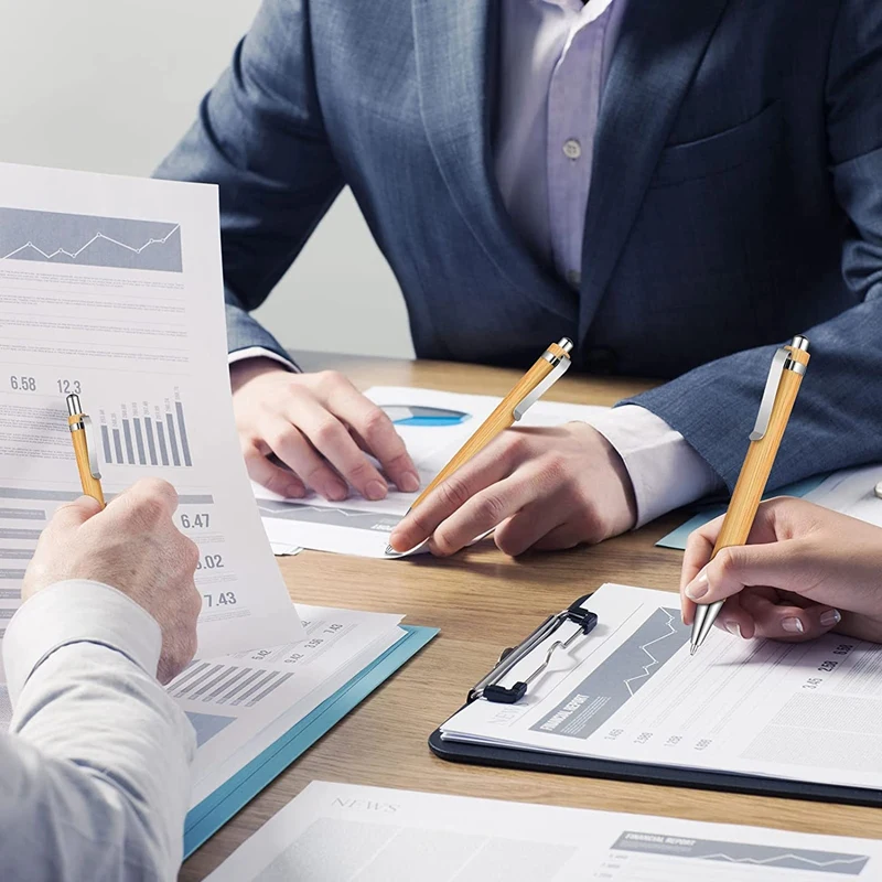 15 шт. бамбуковые выдвижные шариковые ручки рабочая продукция Бамбуковая