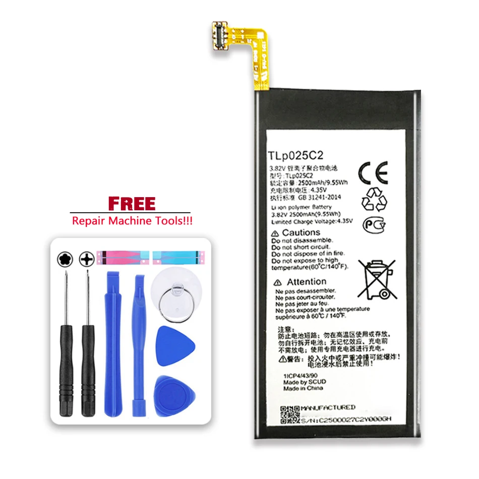 

New 2500mAh TLP025C2 Battery For Alcatel One Touch POP 4 POP4 Plus 4 Plus4 +5056D 5056A 5056N 5056O 5056W Batteries + tools