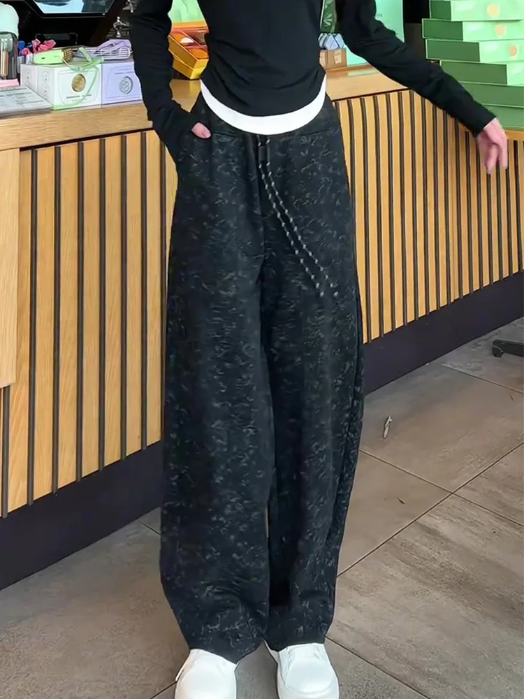 Черные брюки-бананы больших размеров с принтом тай-дай спортивные штаны новинка