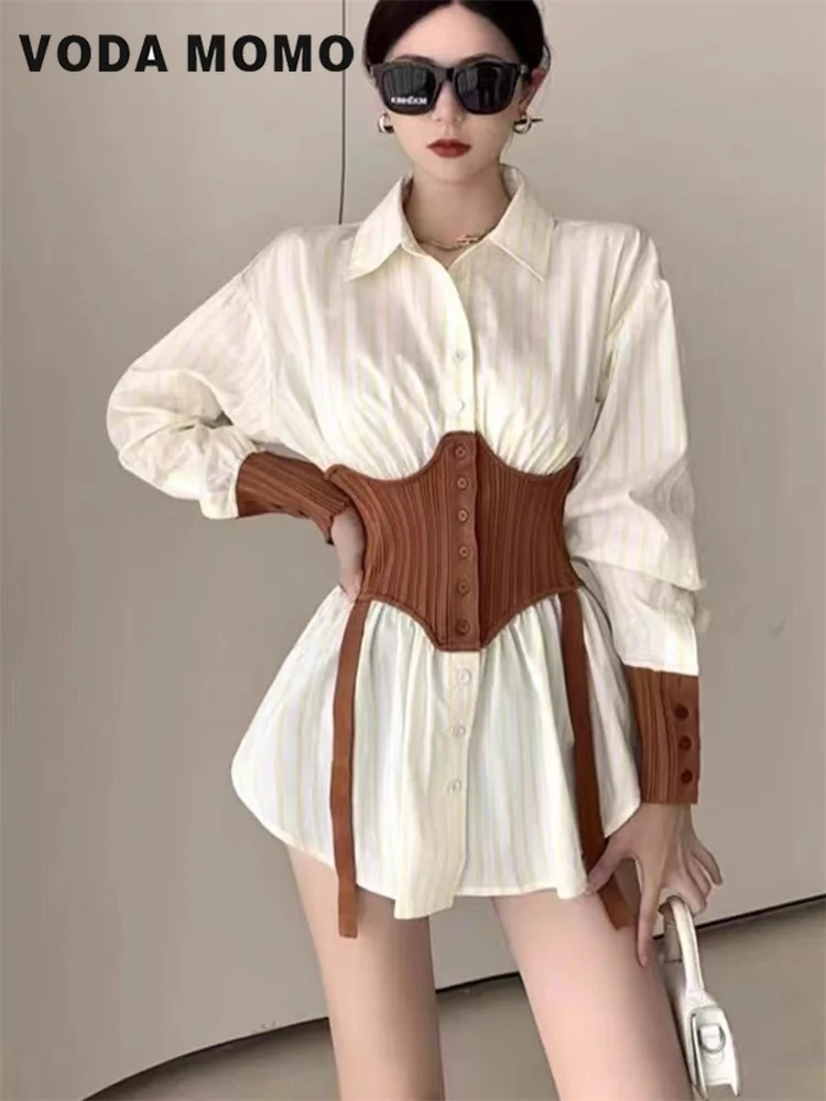 Женский новый модный дизайнерский нишевый Топ темпераментная рубашка средней